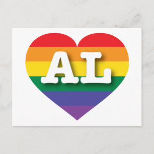 I Love Alabama Rainbow Heart Postcard