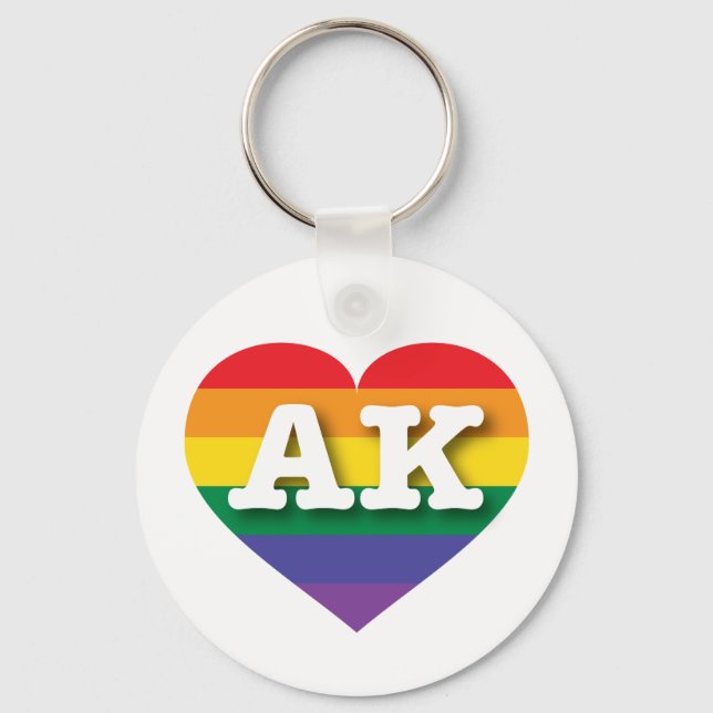 I love Alaska - Gay Pride Key Ring (Front)