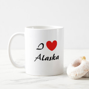 I Love Alaska Heart Typography Coffee Mug
