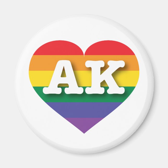 I Love Alaska Rainbow Heart Magnet (Front)