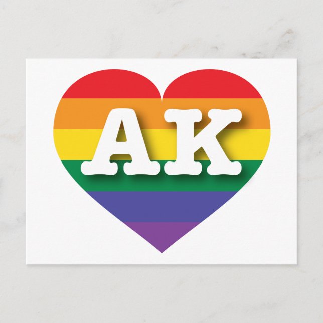 I Love Alaska Rainbow Heart Postcard (Front)