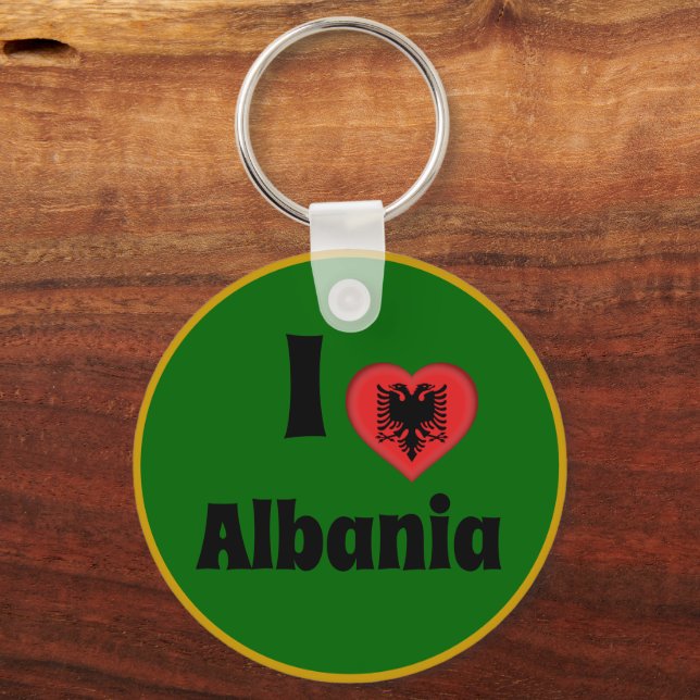 I love Albania & Albanian Heart - travel / sports Key Ring (Front)
