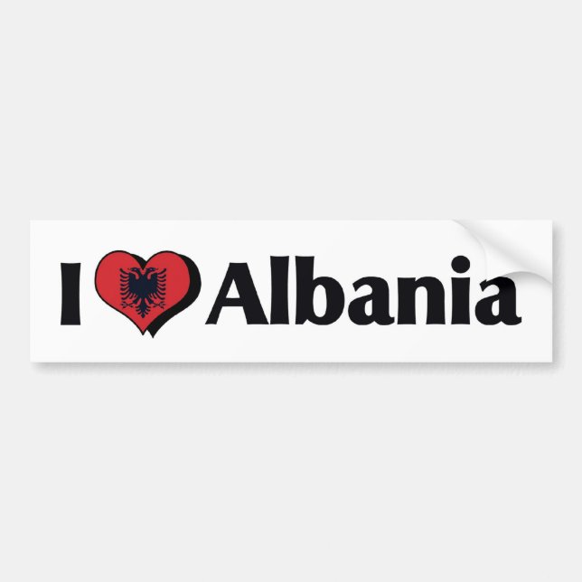 I Love Albania Flag Bumper Sticker (Front)