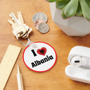 I love Albania & Heart - country, travel / sports Key Ring