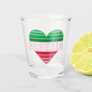 I Love Algeria, Algerian Heart Flag Colours Shot Glass
