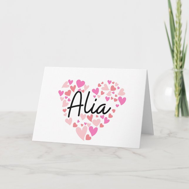 I love Alia - hearts for Alia Note Card (Front)