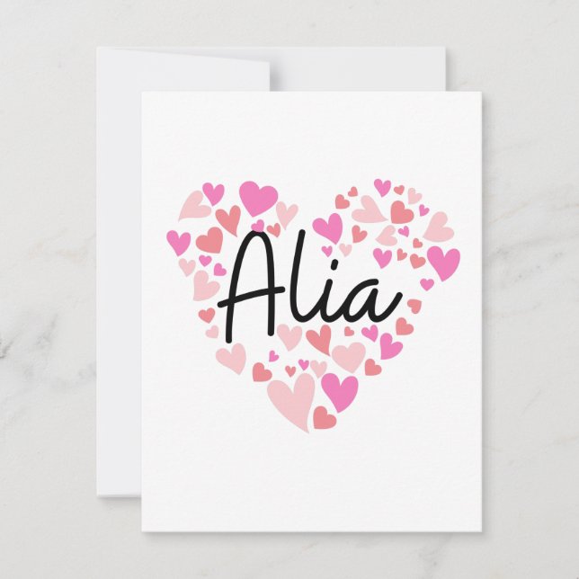 I love Alia - hearts for Alia Thank You Card (Front)