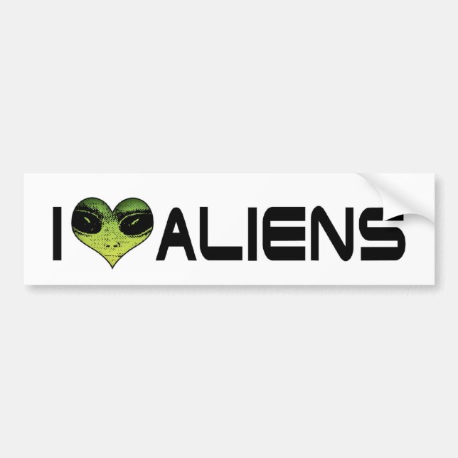 I Love Aliens Bumper Sticker (Front)