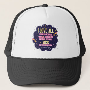 I Love All Mythical Creatures, Vampires, Werewolf Trucker Hat