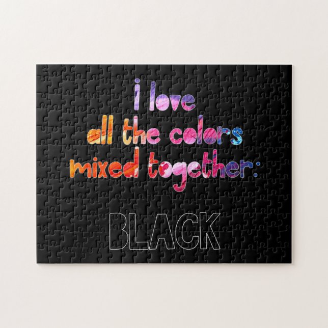I love all the colours together solid black jigsaw puzzle (Horizontal)