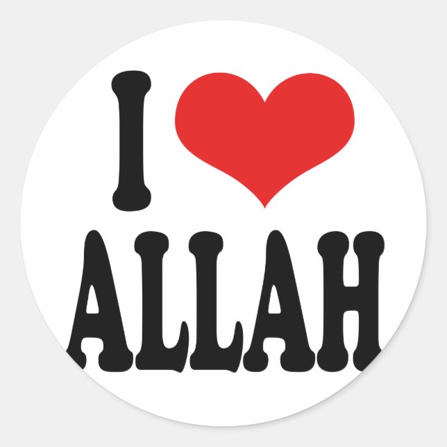 I Love Allah Classic Round Sticker (Front)