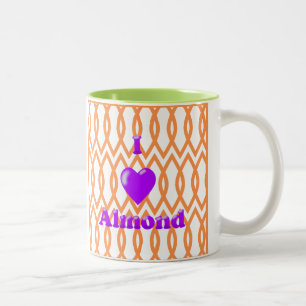 I Love Almond in Orange Two-Tone Coffee Mug