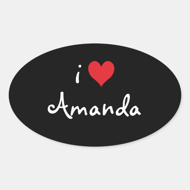 I Love Amanda Oval Sticker (Front)