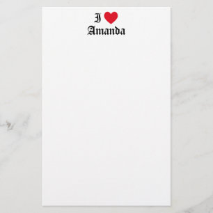 I Love Amanda Stationery