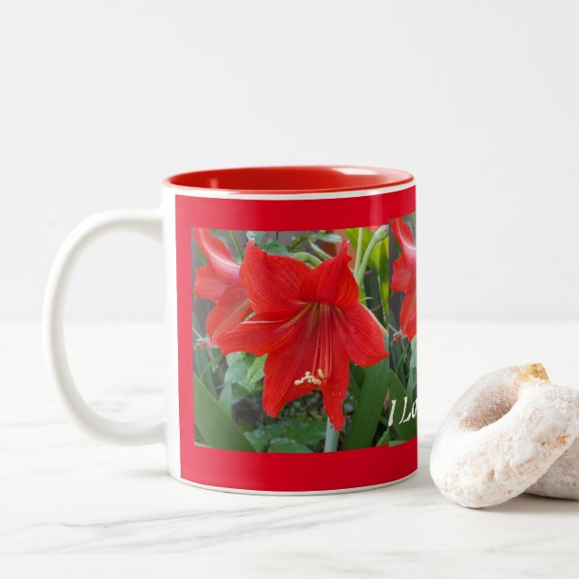 I love Amaryllis Flowers Cup  (With Donut)