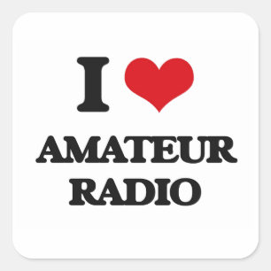 I Love Amateur Radio Square Sticker