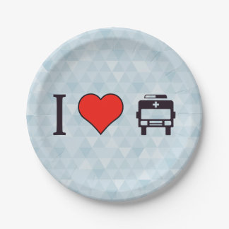 I Love Ambulance Paper Plate