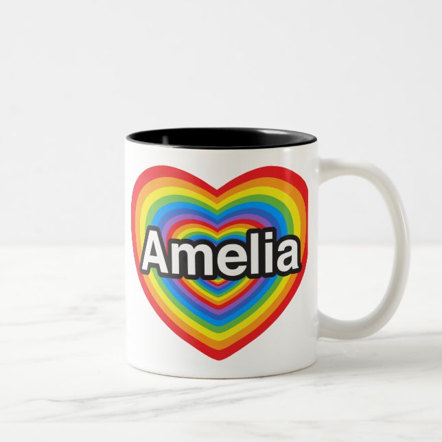 I love Amelia. I love you Amelia. Heart Two-Tone Coffee Mug (Right)
