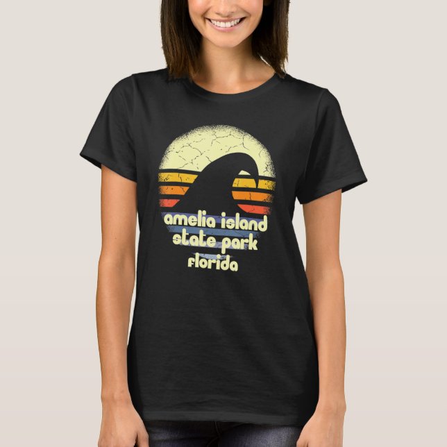 I Love Amelia Island State Park Florida Ocean Wave T-Shirt (Front)