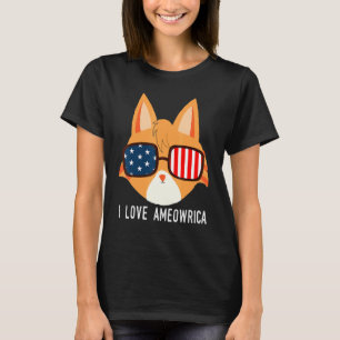 I Love Ameowrica American Orange Tabby Cat Pet T-Shirt