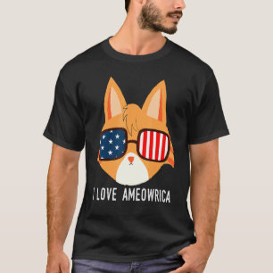 I Love Ameowrica American Orange Tabby Cat Pet T-Shirt
