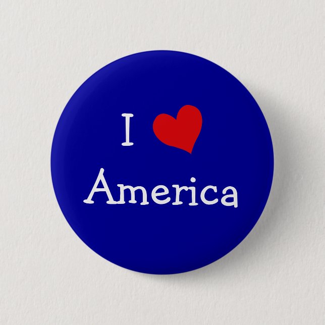 I Love America 6 Cm Round Badge (Front)