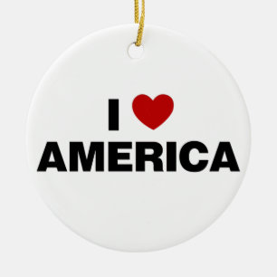 I Love America Ceramic Tree Decoration
