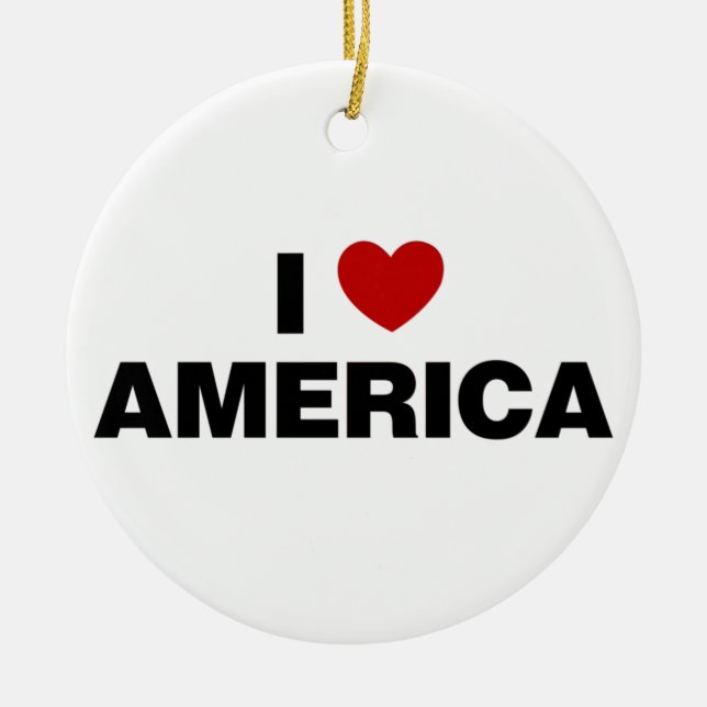 I Love America Ceramic Tree Decoration (Front)