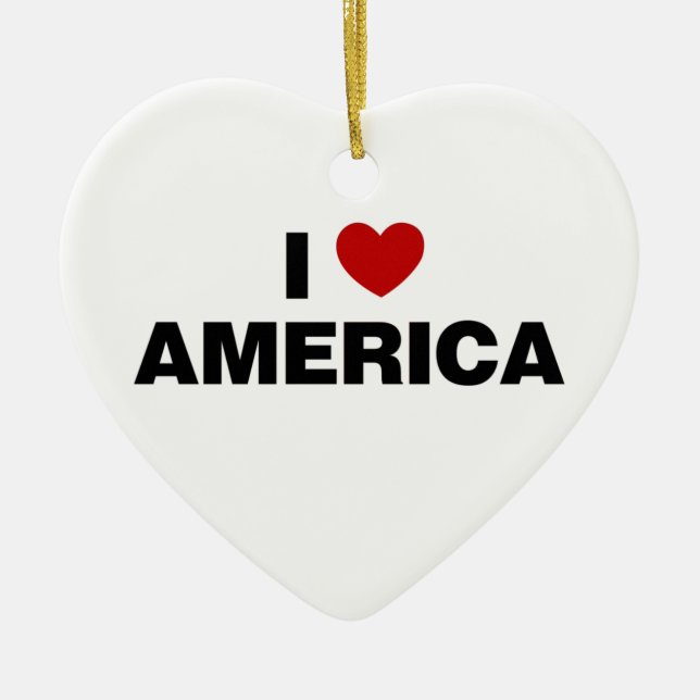 I Love America Ceramic Tree Decoration (Front)