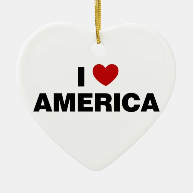 I Love America Ceramic Tree Decoration (Front)