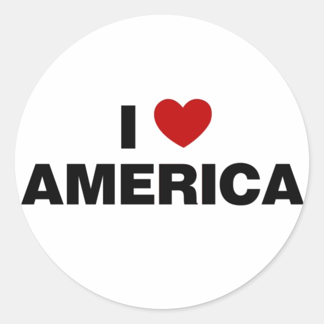 I Love America Classic Round Sticker (Front)