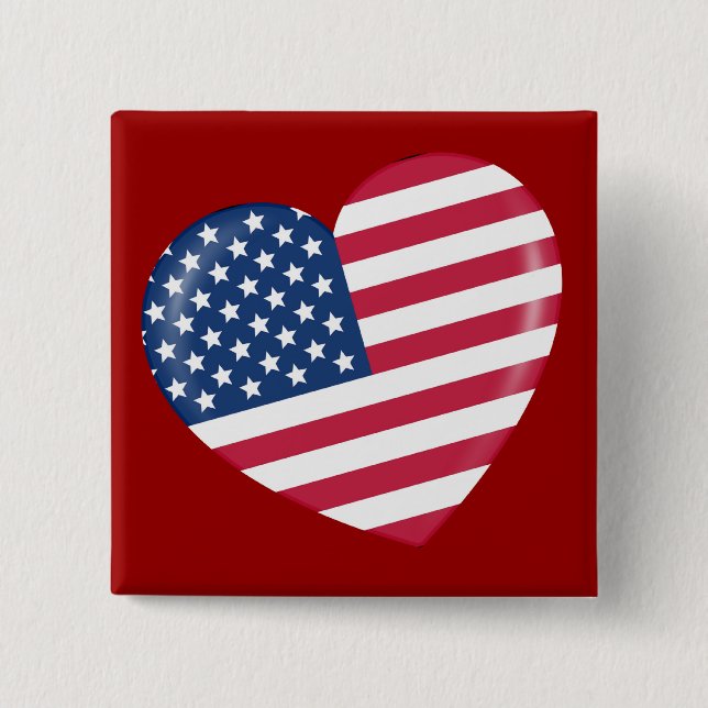 I Love America - Heart of Patriotic American 15 Cm Square Badge (Front)