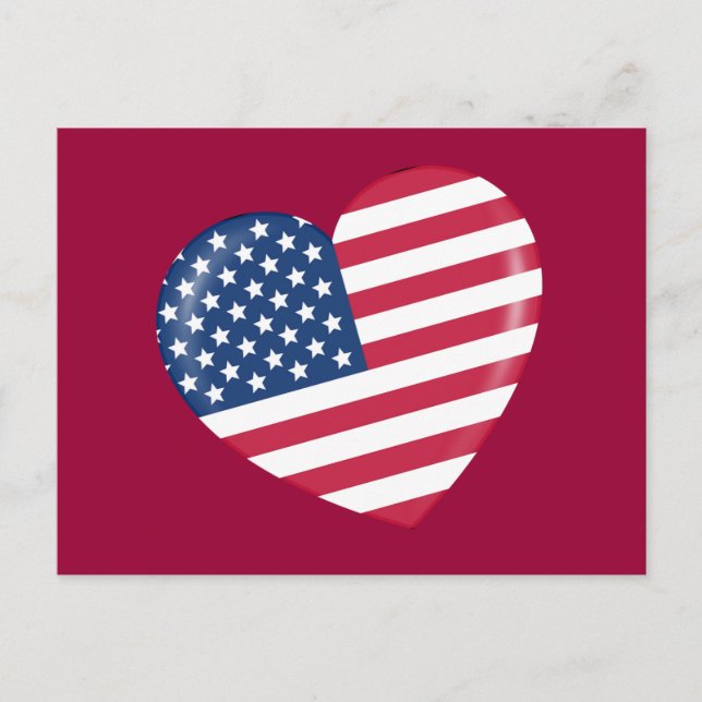 I Love America - Heart of Patriotic American Postcard (Front)
