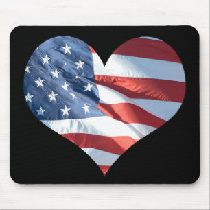 I Love America - Heart Shaped American Flag Mouse Mat