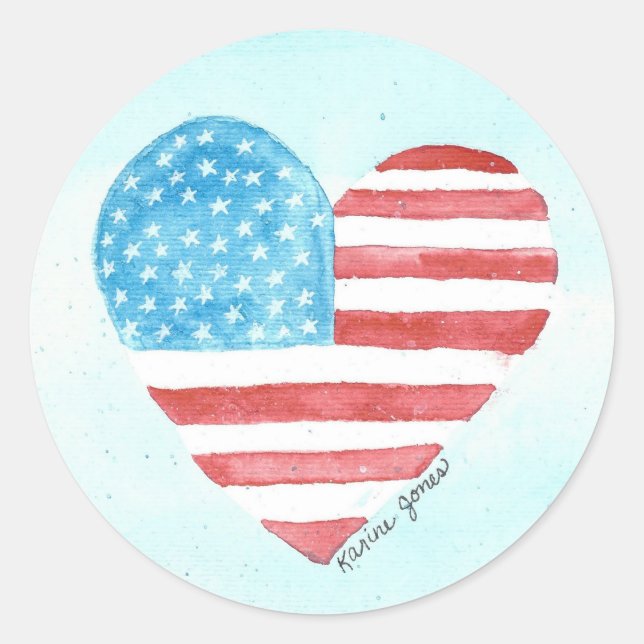 I Love America Heart Sticker (Front)