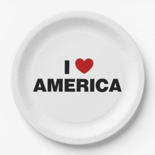 I Love America Paper Plate