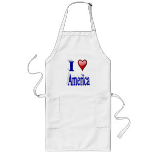 I Love America Patriotic Long Apron