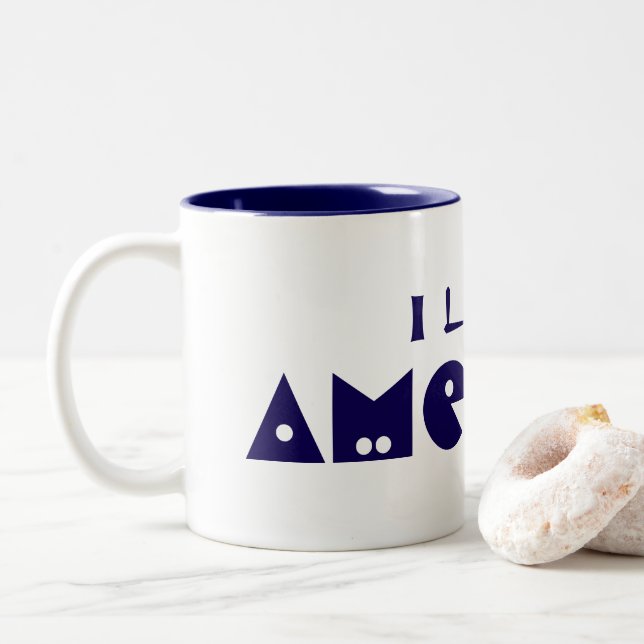 I Love America Two-Tone Coffee Mug (With Donut)
