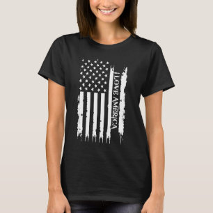 I Love America United States Distressed w US Flag T-Shirt