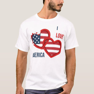 I Love America USA Flag Heart Patriotic T-Shirt. T-Shirt