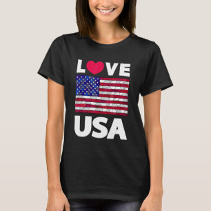 I Love America Usa Flag Illustration  Graphic Desi T-Shirt