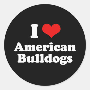 I Love American Bulldogs Classic Round Sticker