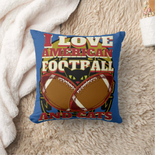 I LOVE AMERICAN FOOTBALL AND CATS CUSHION