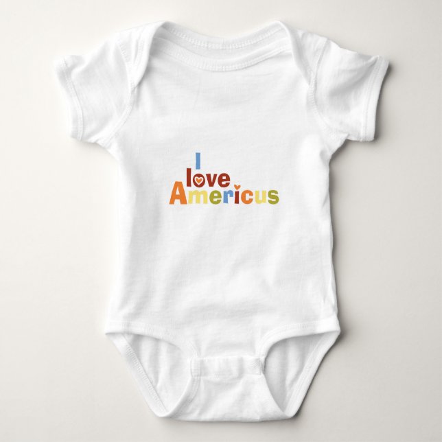 I love Americus MultiColor Baby Bodysuit (Front)