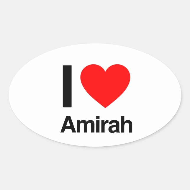 i love amirah oval sticker (Front)