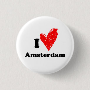 I love Amsterdam 3 Cm Round Badge