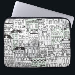 I love amsterdam dutch icon laptop sleeve<br><div class="desc">Fun Amsterdam architecture with Dutch Angle. Hand drawn pattern in black nd with with little pastel accent colours.</div>