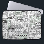 I love amsterdam dutch icon laptop sleeve<br><div class="desc">Fun Amsterdam architecture with Dutch Angle. Hand drawn pattern in black nd with with little pastel accent colours.</div>