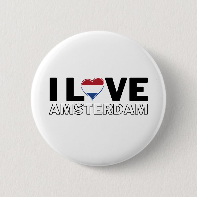 I LOVE AMSTERDAM - For real Amsterdammers! 6 Cm Round Badge (Front)