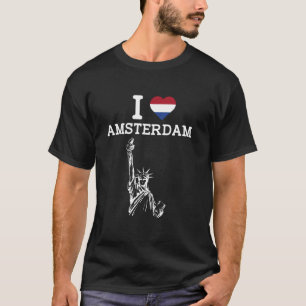 I Love Amsterdam Funny Statue Of Liberty Prank Lan T-Shirt